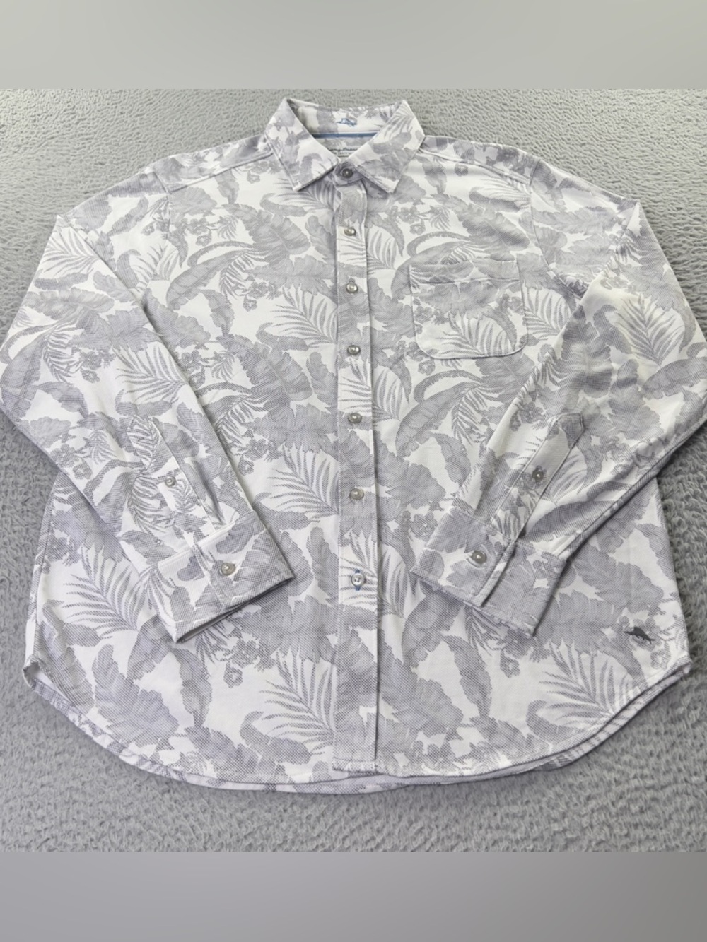 Tommy Bahama The San Lucio Stretch Shirt Mens M White Gray Islandzone Tropical - Picture 2 of 12